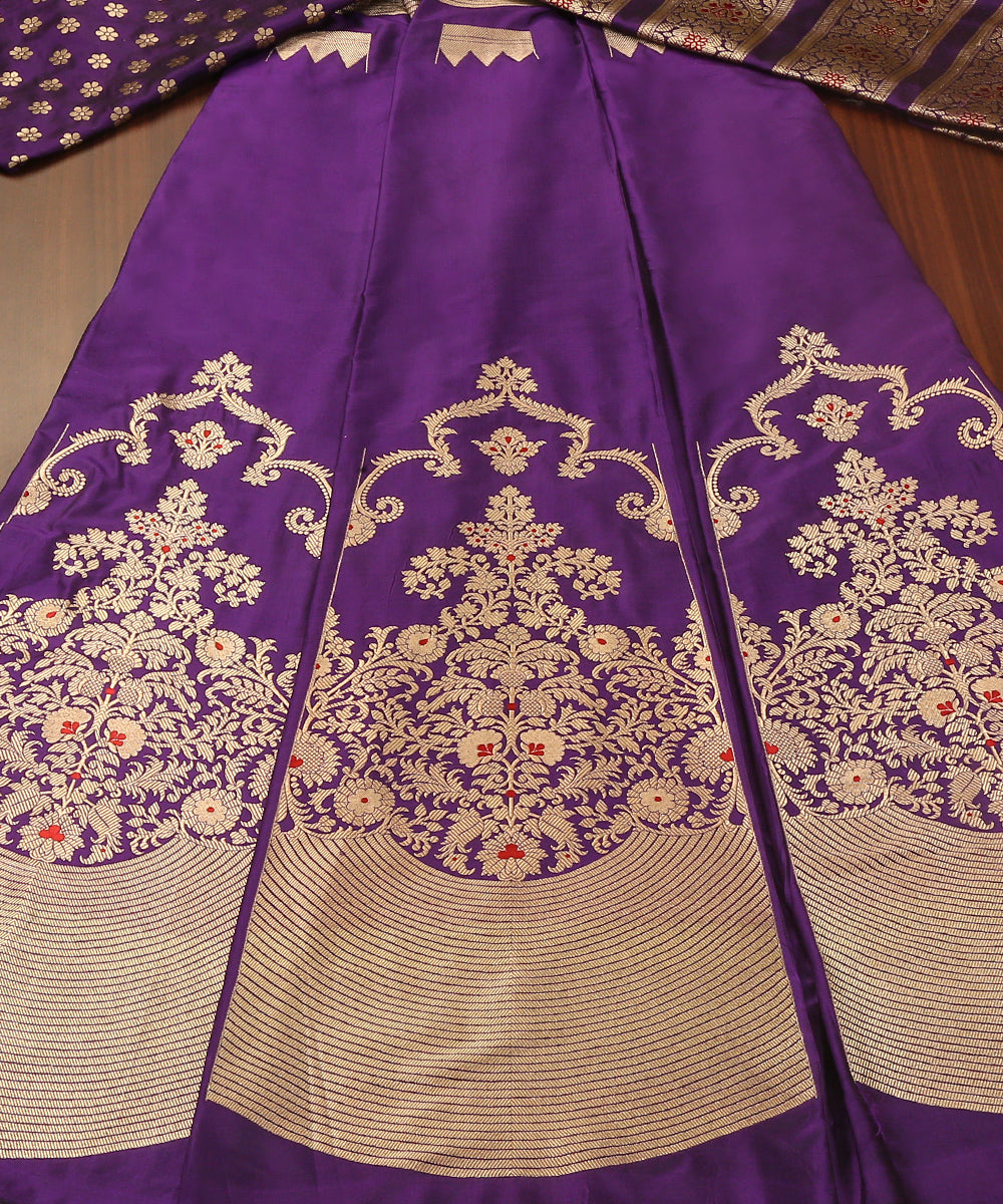 Purple_Handloom_Pure_Katan_Silk_Kadhwa_Banarasi_Lehenga_With_Meenakari_WeaverStory_02