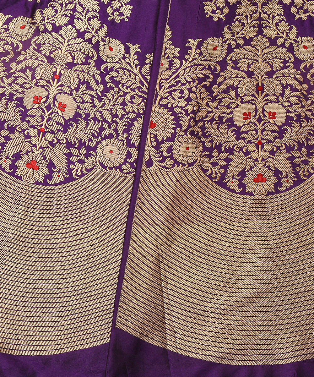Purple_Handloom_Pure_Katan_Silk_Kadhwa_Banarasi_Lehenga_With_Meenakari_WeaverStory_03