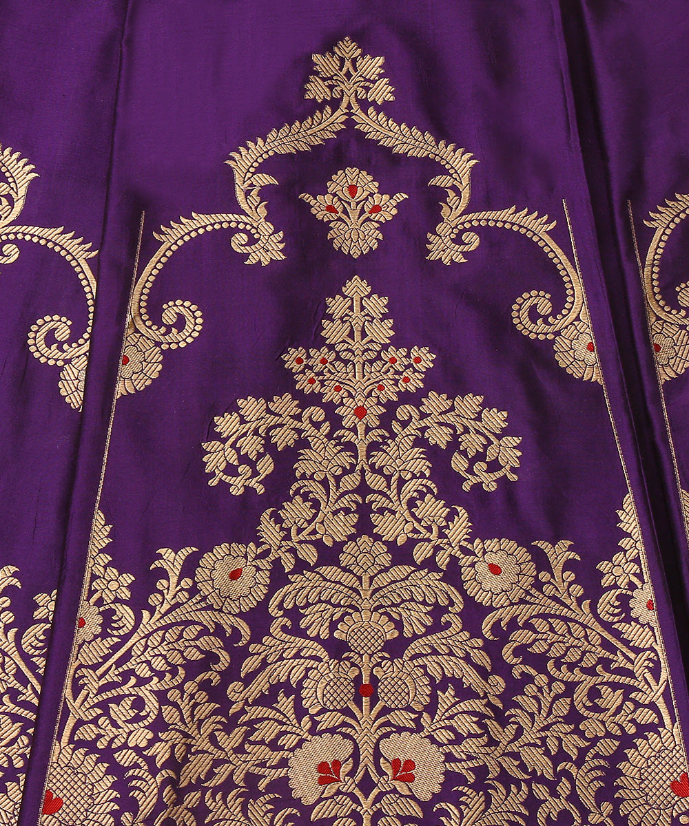Purple_Handloom_Pure_Katan_Silk_Kadhwa_Banarasi_Lehenga_With_Meenakari_WeaverStory_04