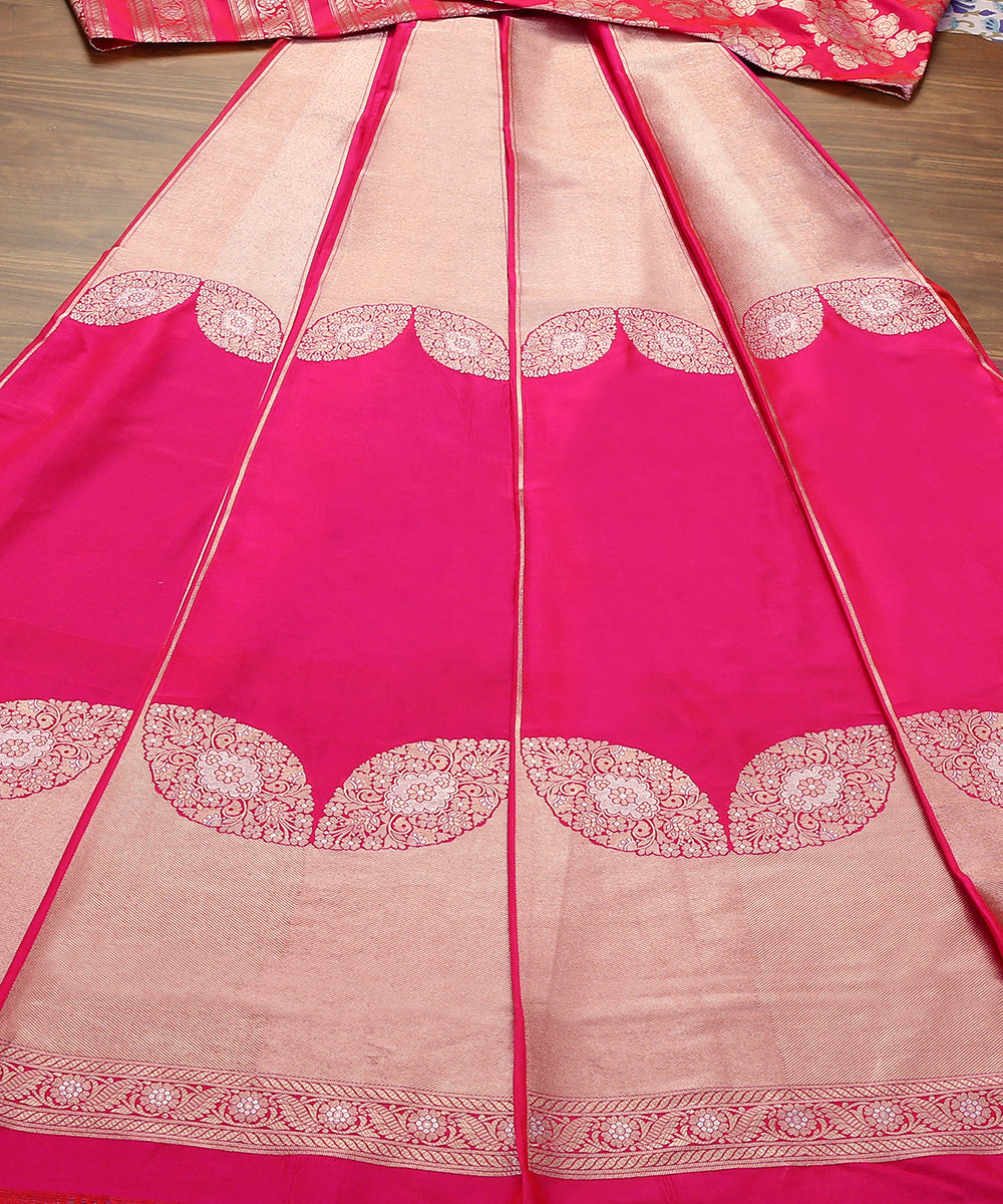 Pink_Handloom_Banarasi_Lehenga_With_Brocade_Blouse_And_Zari_Border_WeaverStory_03