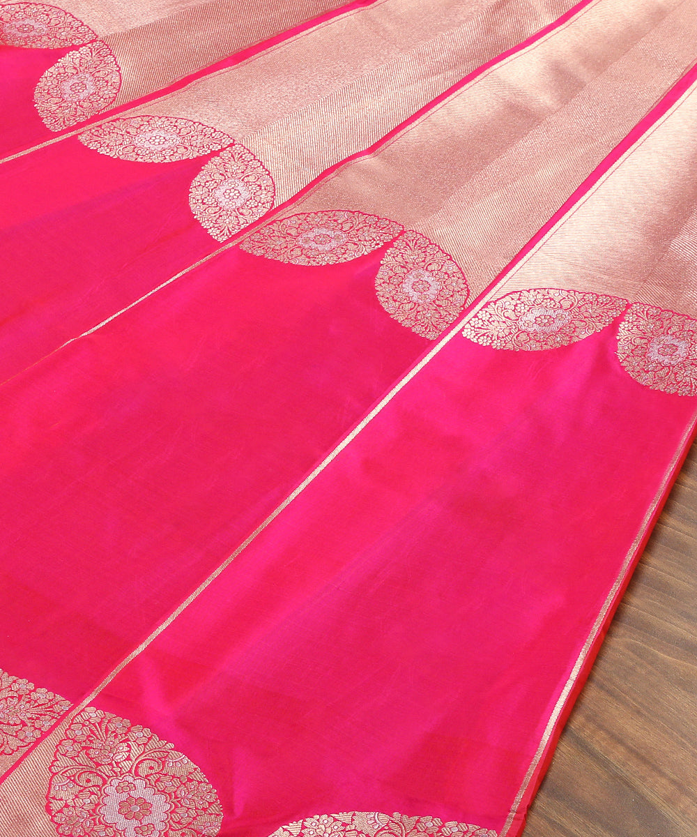 Pink_Handloom_Banarasi_Lehenga_With_Brocade_Blouse_And_Zari_Border_WeaverStory_04