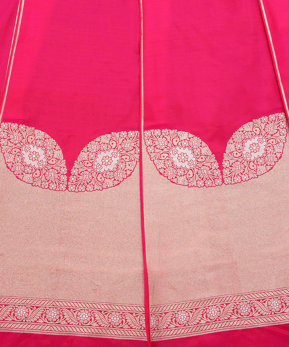 Pink_Handloom_Banarasi_Lehenga_With_Brocade_Blouse_And_Zari_Border_WeaverStory_05