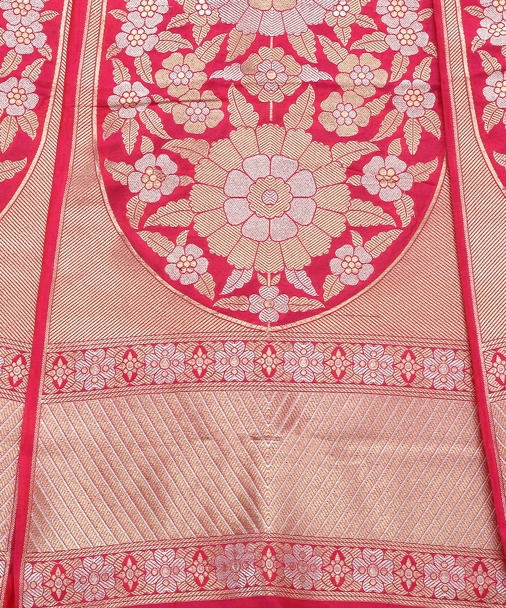 Handloom_Pink_Banarasi_Lehenga_With_Brocade_Blouse_And_Zari_Border_WeaverStory_05