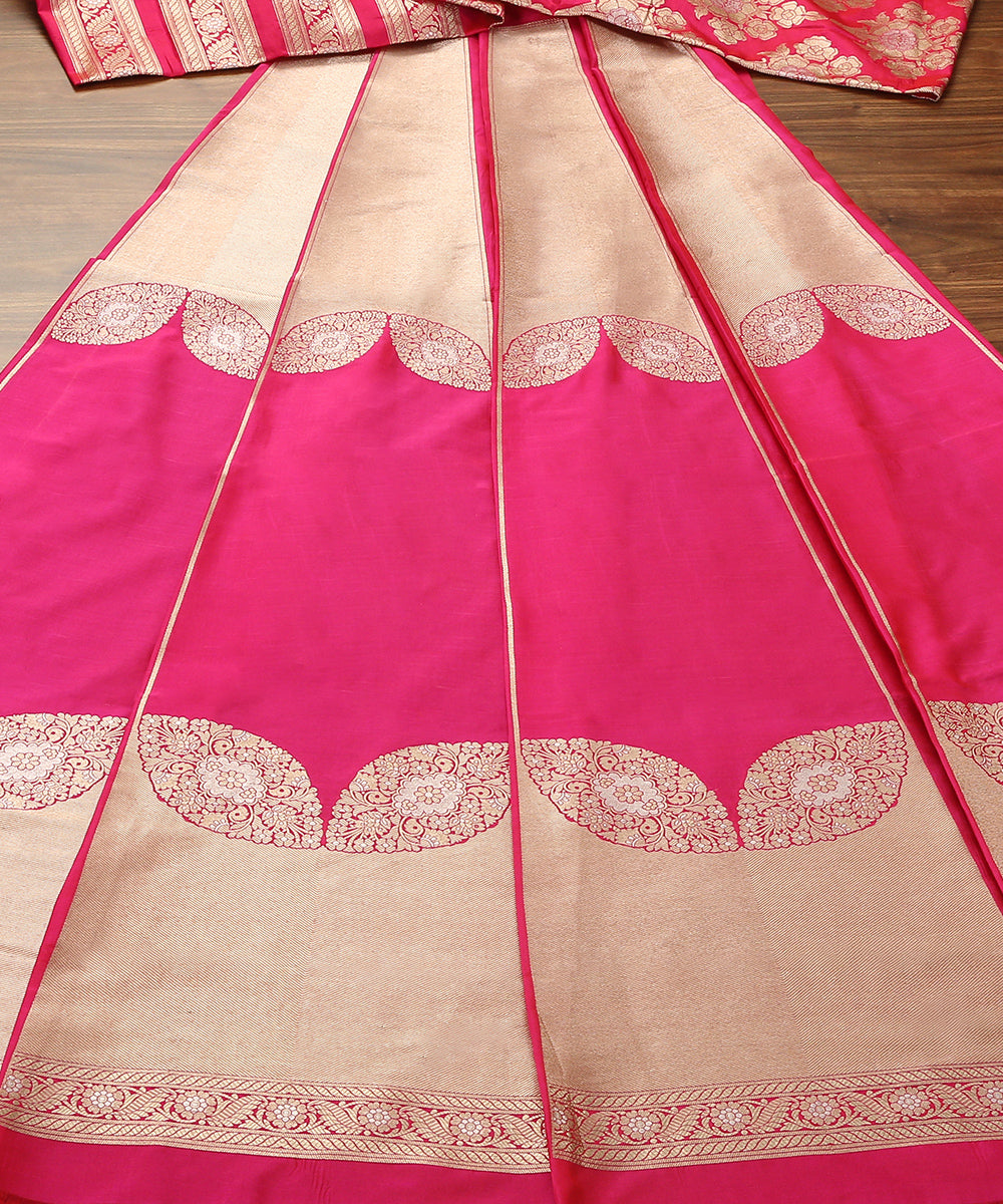 Rani_Pink_Handloom_Banarasi_Lehenga_With_Brocade_Zari_Blouse_And_Border_WeaverStory_02