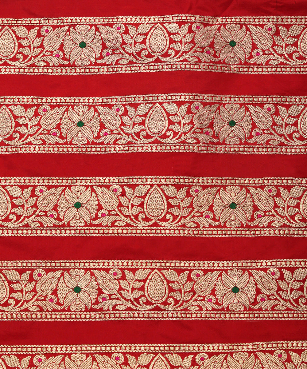Handloom_Red_Meenakari_Banarasi_Lehenga_With_Heavy_Blouse_And_Border_WeaverStory_06