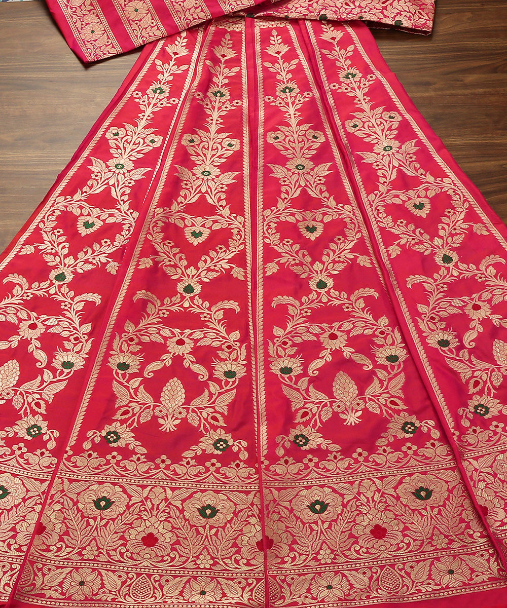 Handloom_Fuchsia_Pink_Meenakari_Banarasi_Lehenga_With_Heavy_Blouse_And_Border_WeaverStory_03