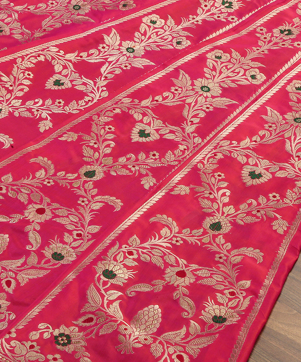 Handloom_Fuchsia_Pink_Meenakari_Banarasi_Lehenga_With_Heavy_Blouse_And_Border_WeaverStory_04