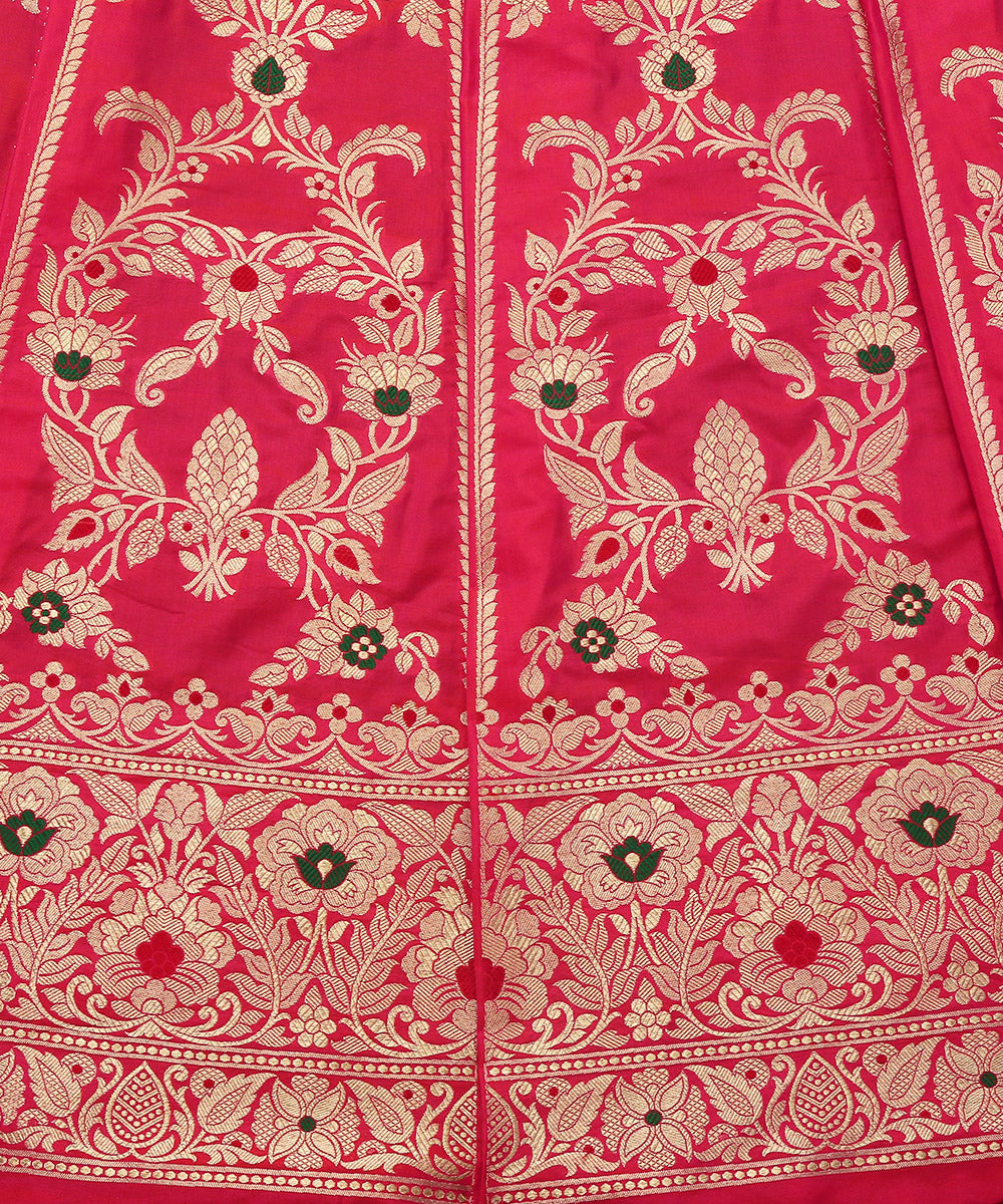 Handloom_Fuchsia_Pink_Meenakari_Banarasi_Lehenga_With_Heavy_Blouse_And_Border_WeaverStory_05