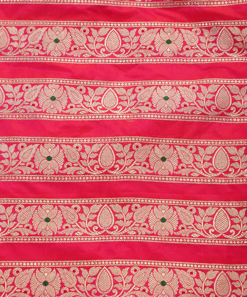 Handloom_Fuchsia_Pink_Meenakari_Banarasi_Lehenga_With_Heavy_Blouse_And_Border_WeaverStory_06