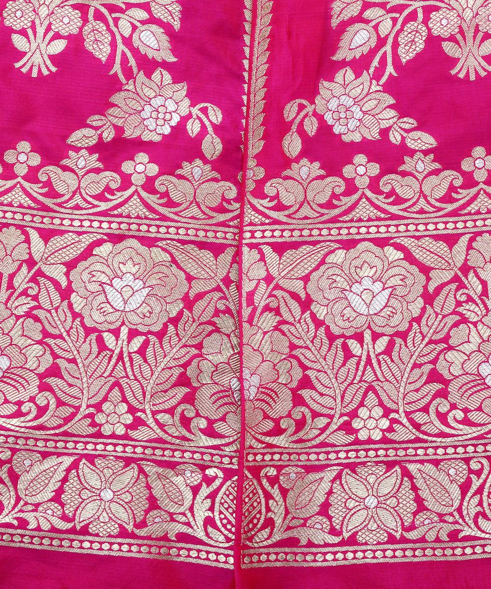 Rani_Pink_Handloom_Pure_Katan_Silk_Banarasi_Lehenga_With_Gold_And_Silver_Zari_WeaverStory_05