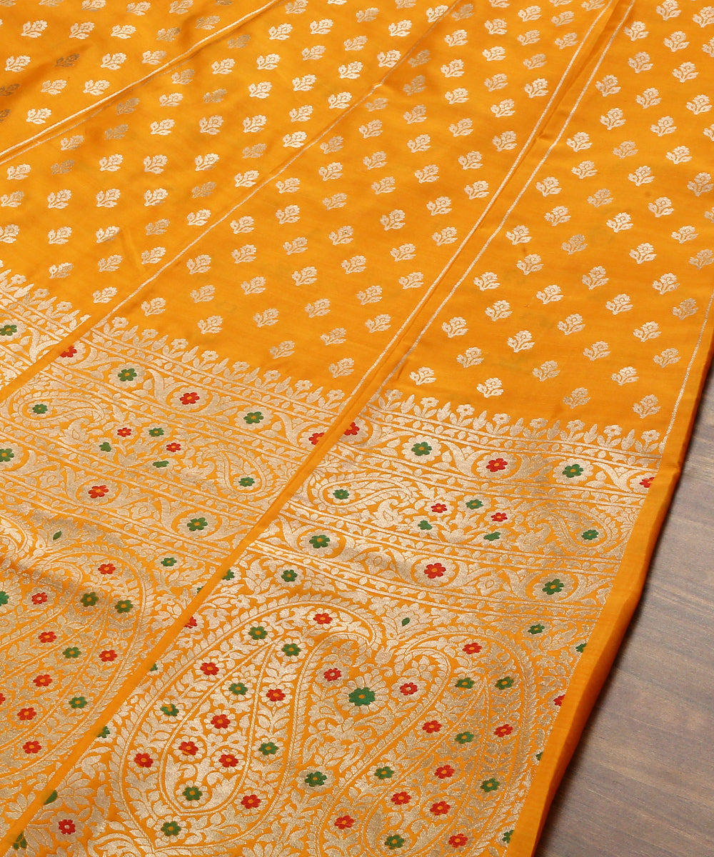 Handloom_Mustard_Yellow_Pure_Katan_Silk_Banarasi_Lehenga_with_Meenakari_Skirt_border_WeaverStory_04