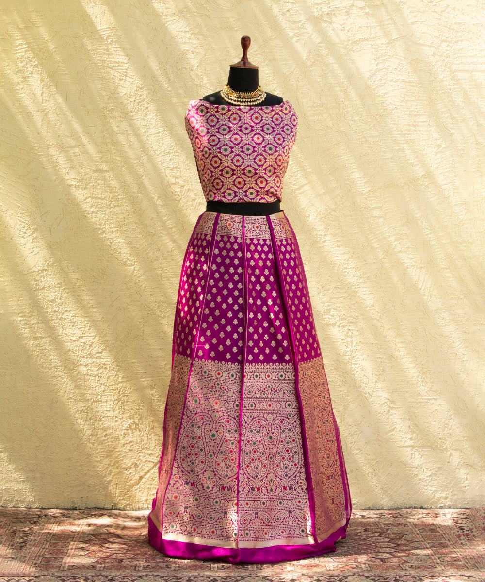 Purple_Handloom_Pure_Katan_Silk_Banarasi_Lehenga_with_Meenakari_Skirt_Border_WeaverStory_03