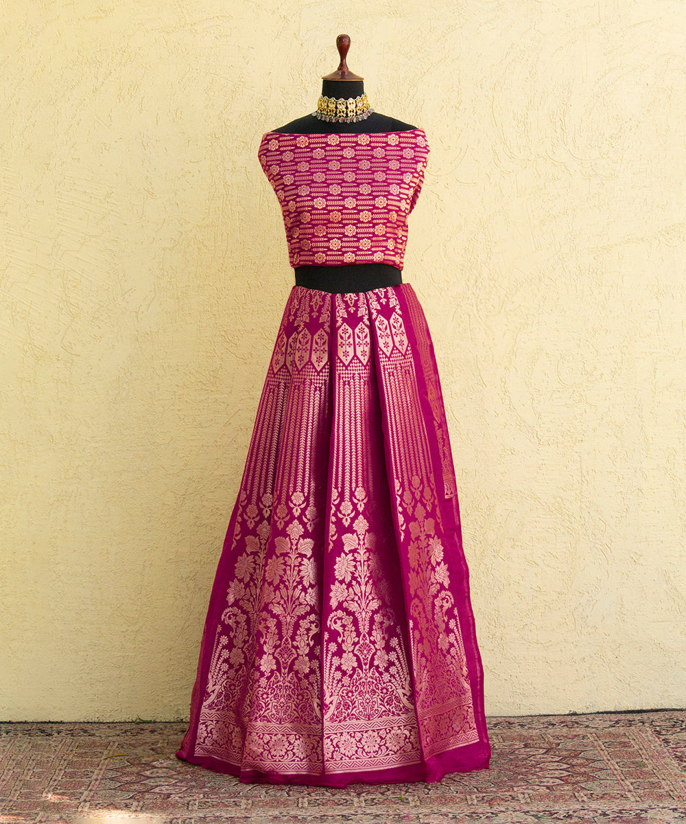 Purple_Handloom_Pure_Katan_Silk_Antique_Zari_Banarasi_Lehenga_with_Cutwork_Weave_WeaverStory_01