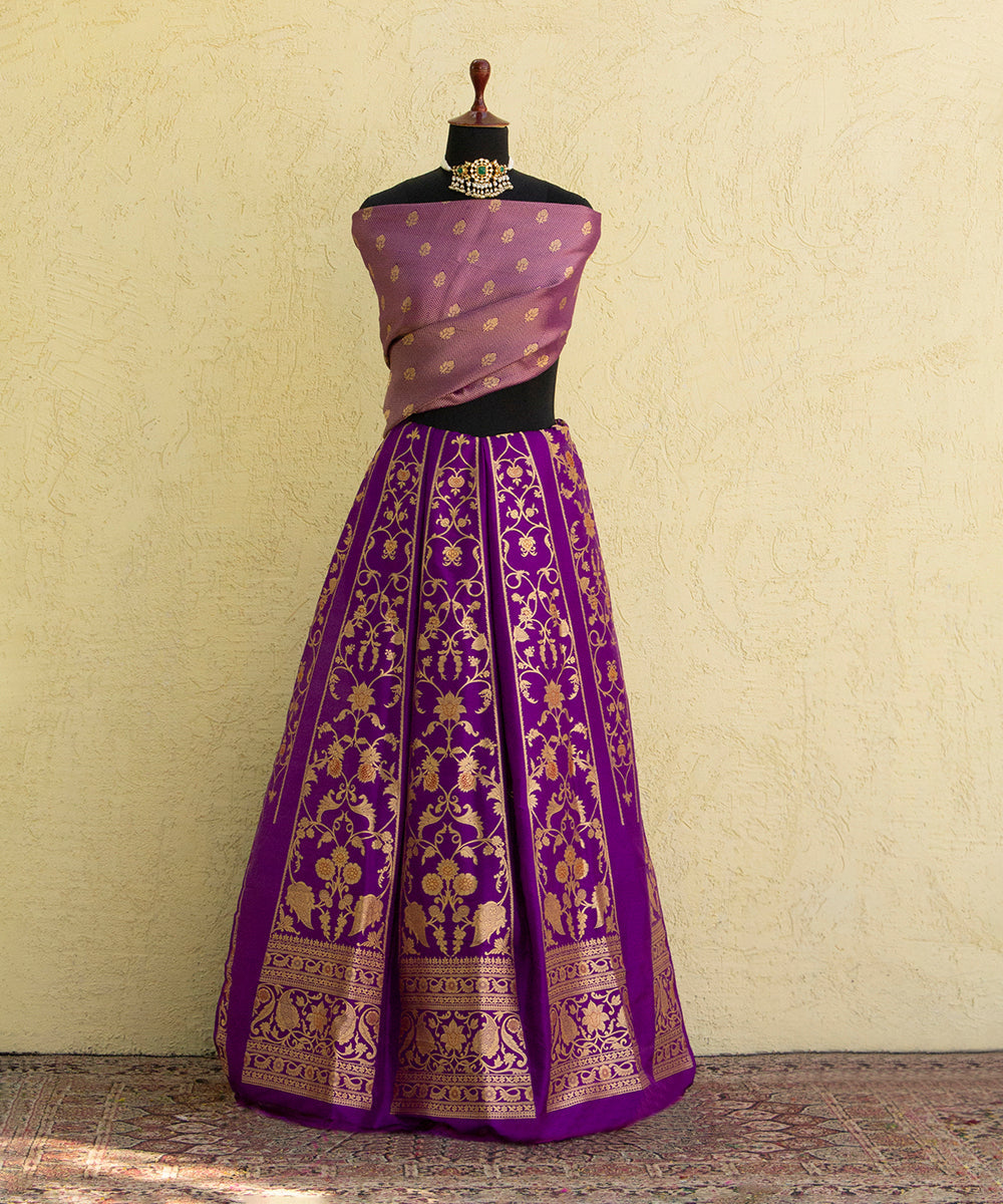 Purple_Handloom_18_Kali_Pure_Katan_Silk_Banarasi_Lehenga_With_Zari_Tanchoi_Blouse_WeaverStory_03