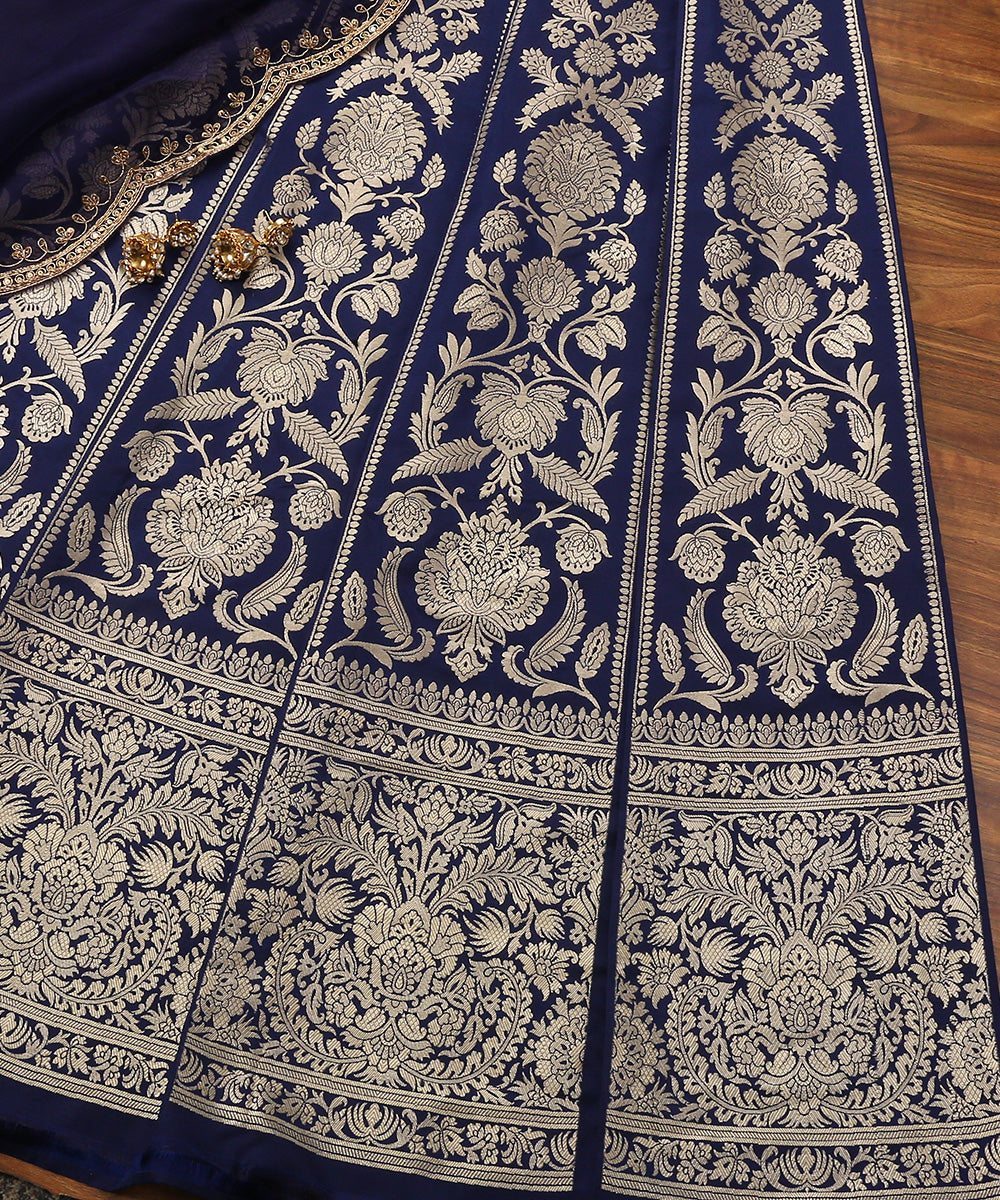 Blue_Handloom_Pure_Katan_Silk_Banarasi_Lehenga_WeaverStory_02