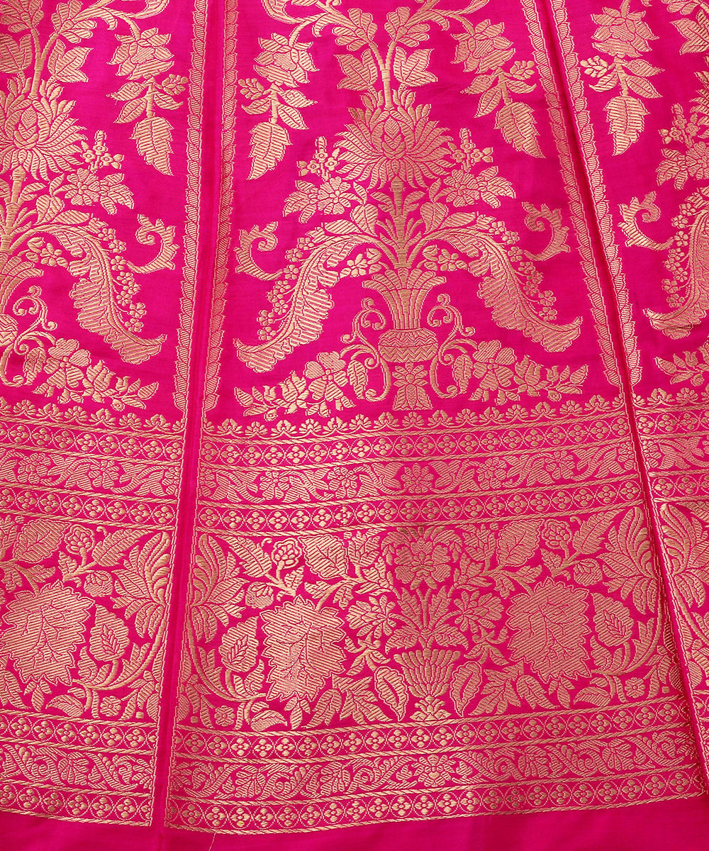 Handloom_Rani_Pink_Mehraab_Jaal_Pure_Katan_Silk_Banarasi_Lehenga_WeaverStory_05