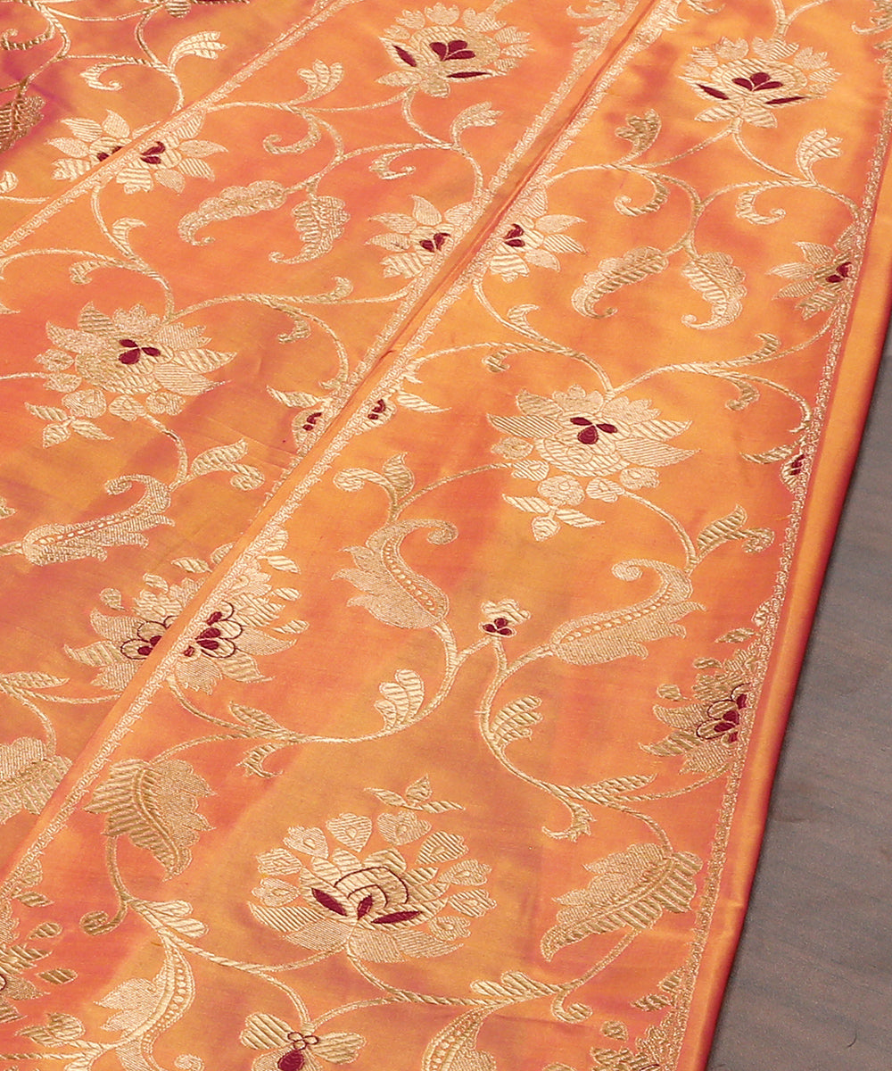 Peach_And_Pink_Handloom_Pure_Katan_Silk_Banarasi_Lehenga_With_Double_Zari_WeaverStory_03