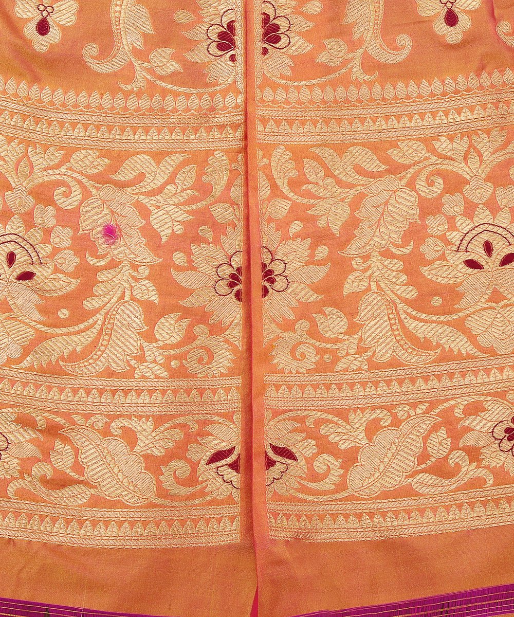 Peach_And_Pink_Handloom_Pure_Katan_Silk_Banarasi_Lehenga_With_Double_Zari_WeaverStory_04