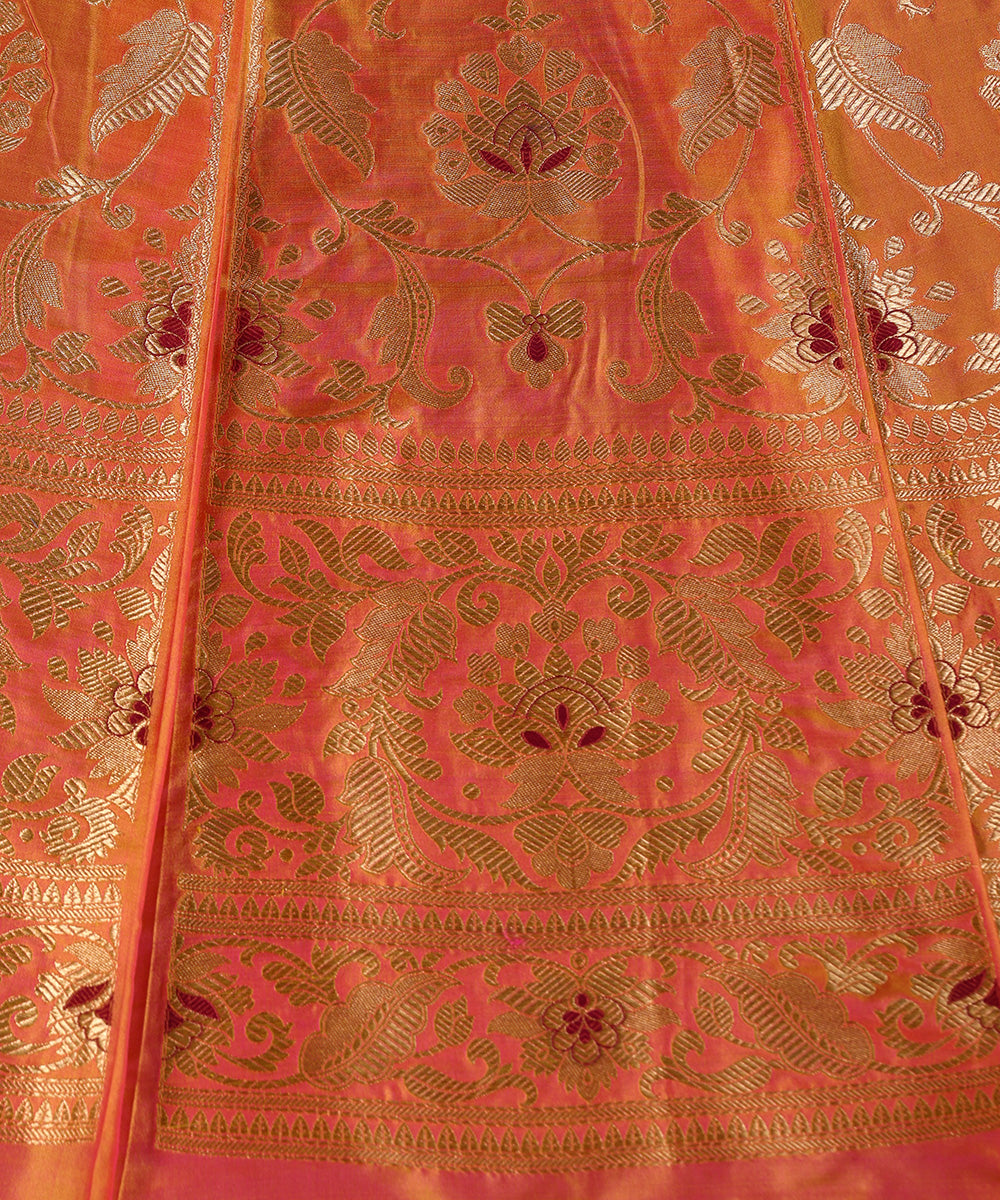 Pink_And_Orange_Dual_Tone_Handloo_Pure_Katan_Silk_Banarasi_Lehenga_With_Meenakari_WeaverStory_03