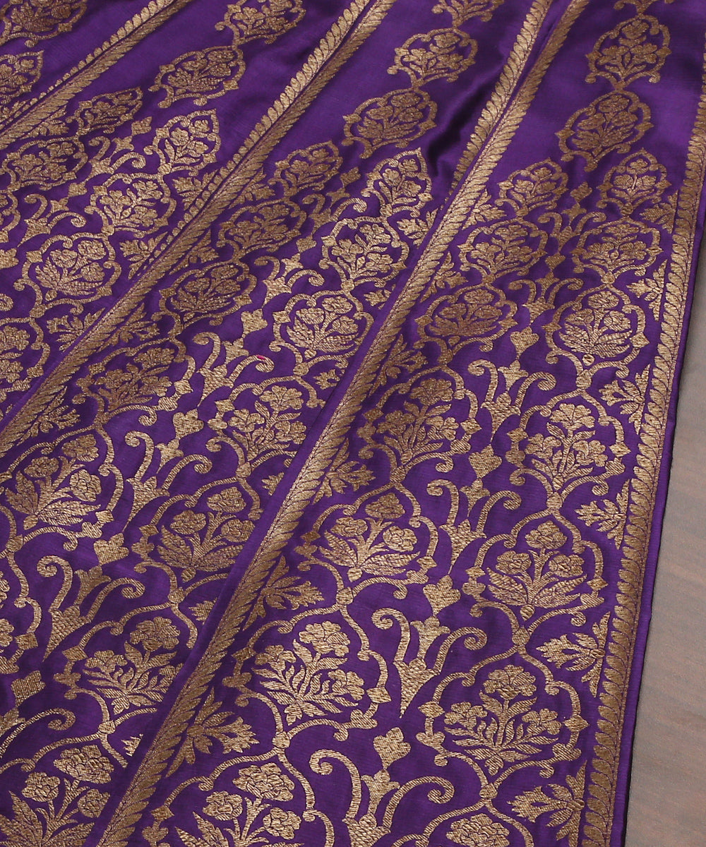 Handloom_Purple_Antique_Zari_Pure_Katan_Silk_Banarasi_Lehenga_WeaverStory_03
