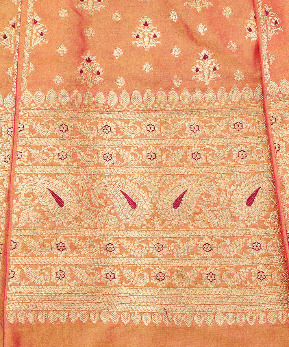 Peach_and_Orange_Handloom_Pure_Katan_Silk_Banarasi_Lehenga_with_Meenakari_WeaverStory_04