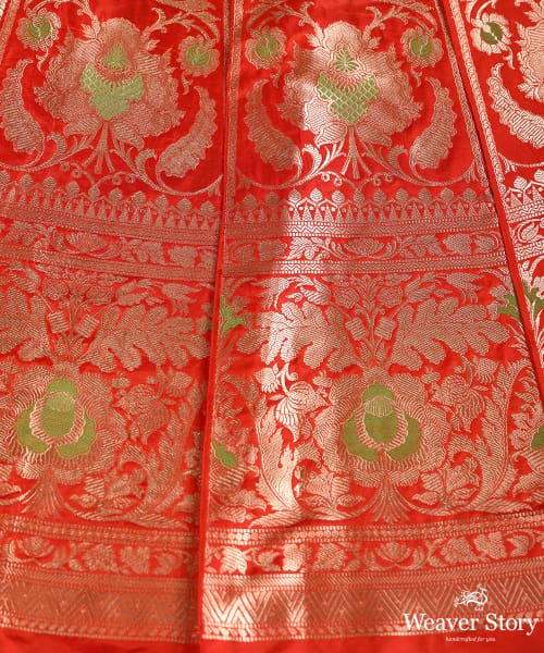 Red_Handloom_Pure_Katan_Silk_Banarasi_Lehenga_With_Cutwork_Weave_WeaverStory_03