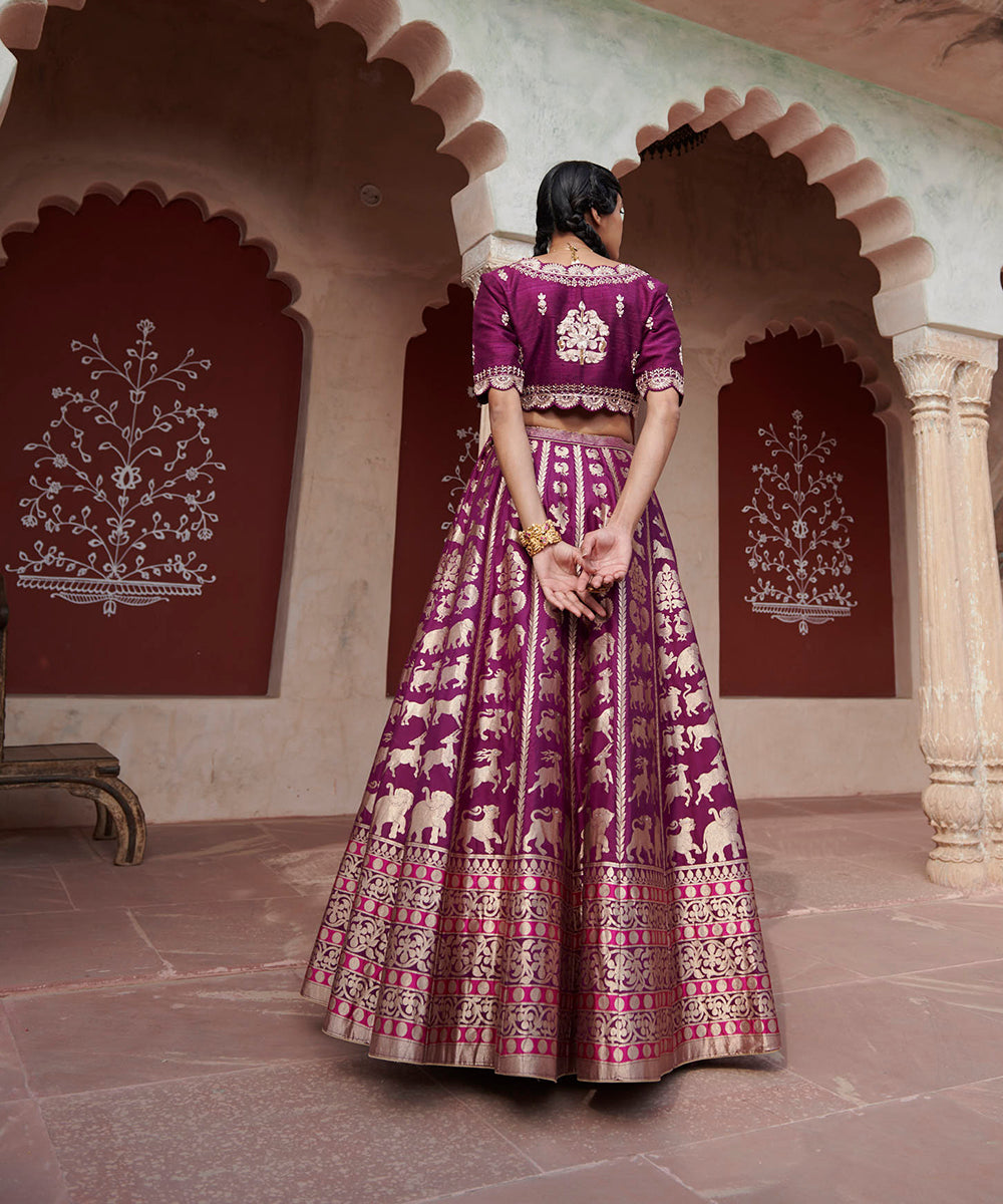 Purple_Handloom_Shikargah_Pure_Katan_Silk_Banarasi_Lehenga_with_Scalloped_Blouse_and_Organza_Dupatta_WeaverStory_06