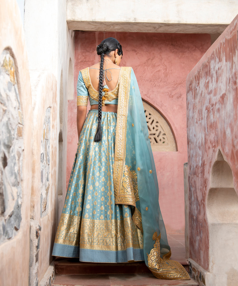 Pigeon_Blue_Handloom_Pure_Katan_Silk_Banarasi_Lehenga_with_Gotta_Patti_Dupatta_and_Blouse_WeaverStory_03