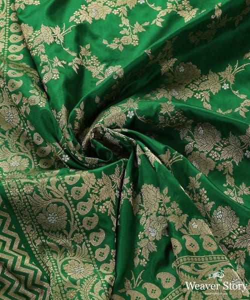 Leaf_Green_Handloom_Kadhwa_Jangla_Katan_Silk_Banarasi_Dupatta_WeaverStory_06