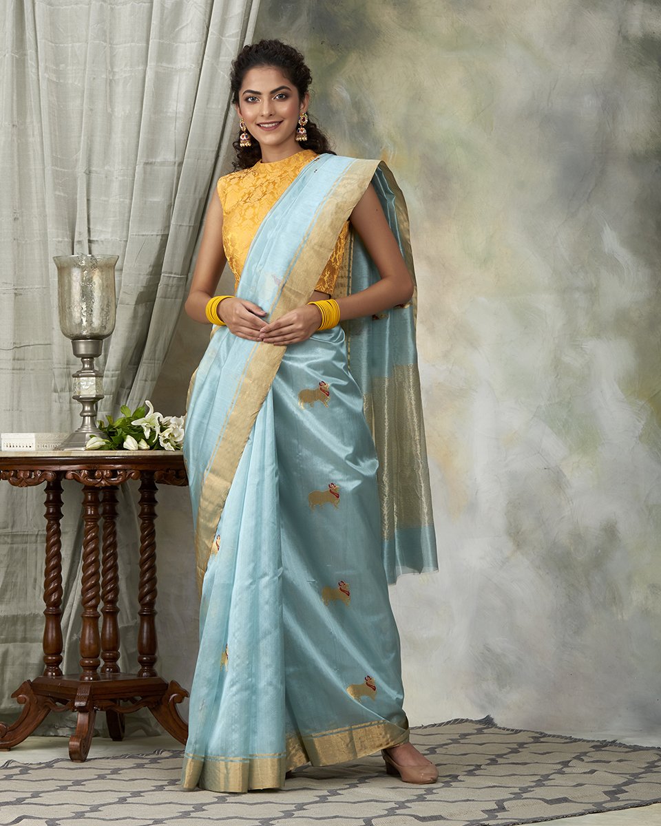 Light_Blue_Handloom_Chanderi_Silk_Saree_With_Cow_Motifs_WeaverStory_02