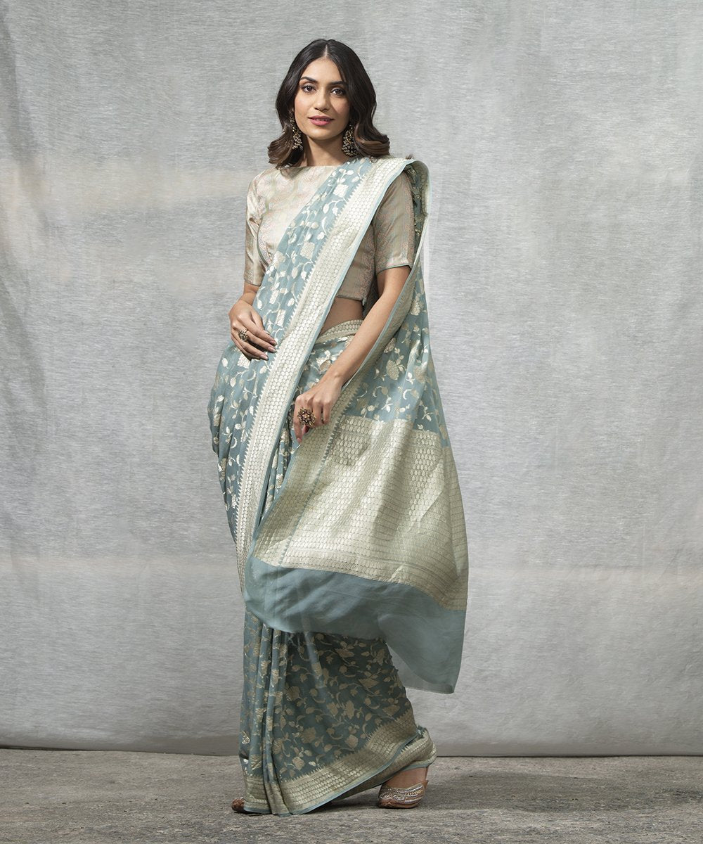Light_Blue_Handloom_Georgette_Jangla_Banarasi_Saree_with_Zari_Floral_Jaal_WeaverStory_02