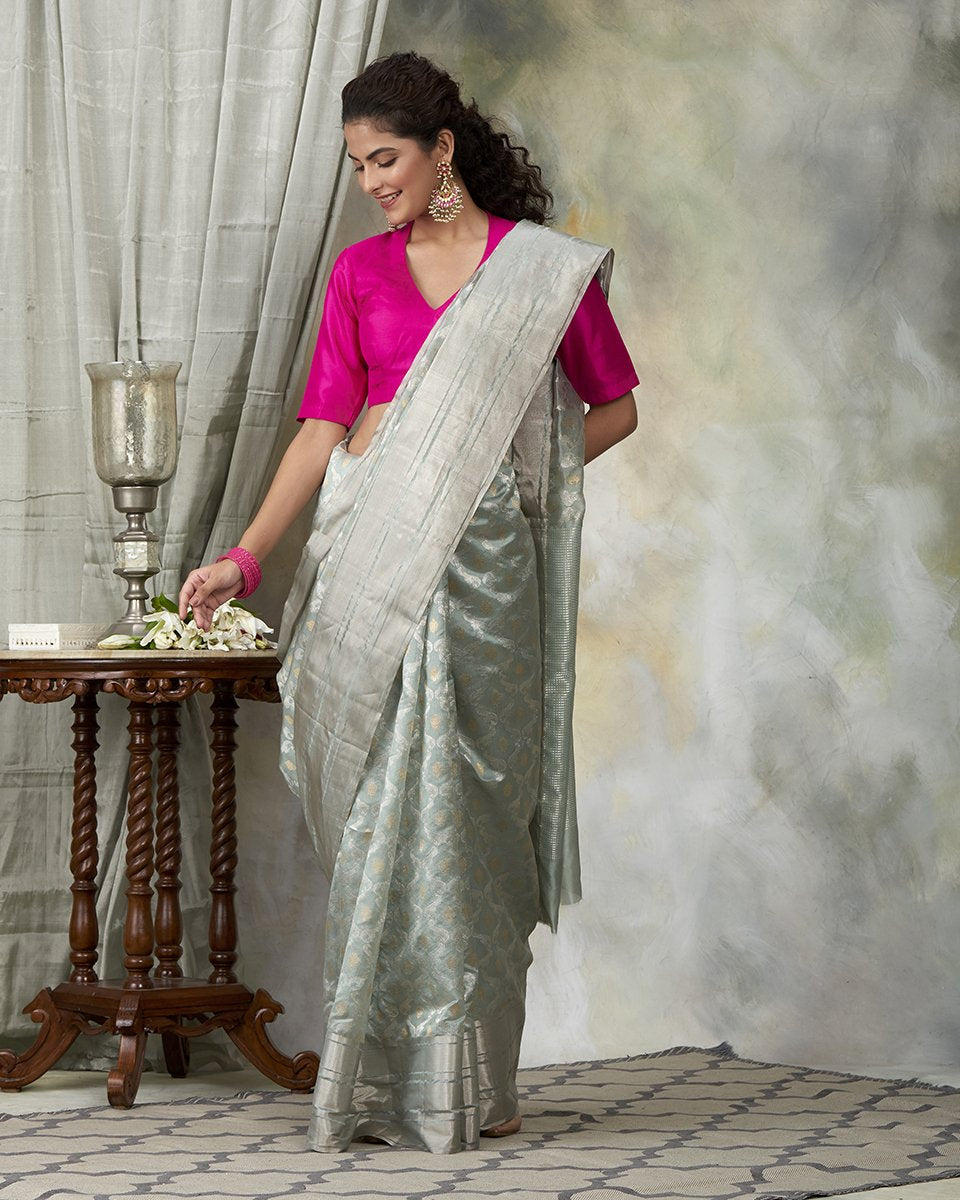 Light_Blue_Chanderi_Silk_Handloom_Jangla_Saree_with_Broad_Silver_Zari_Border_WeaverStory_02