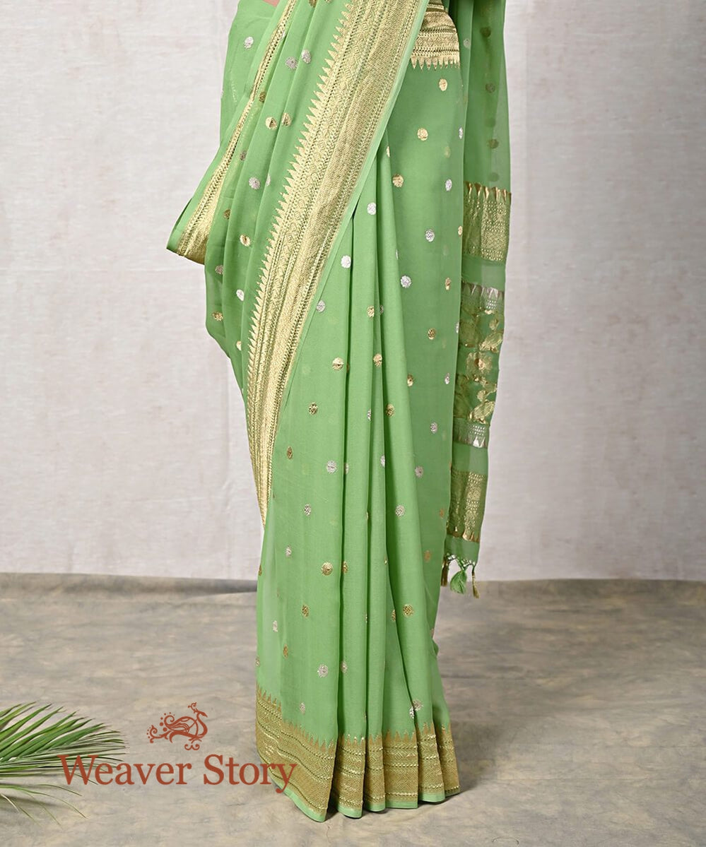 Light_Green_Handloom_Banarasi_Georgette_Saree_with_kadhwa_Booti_WeaverStory_04