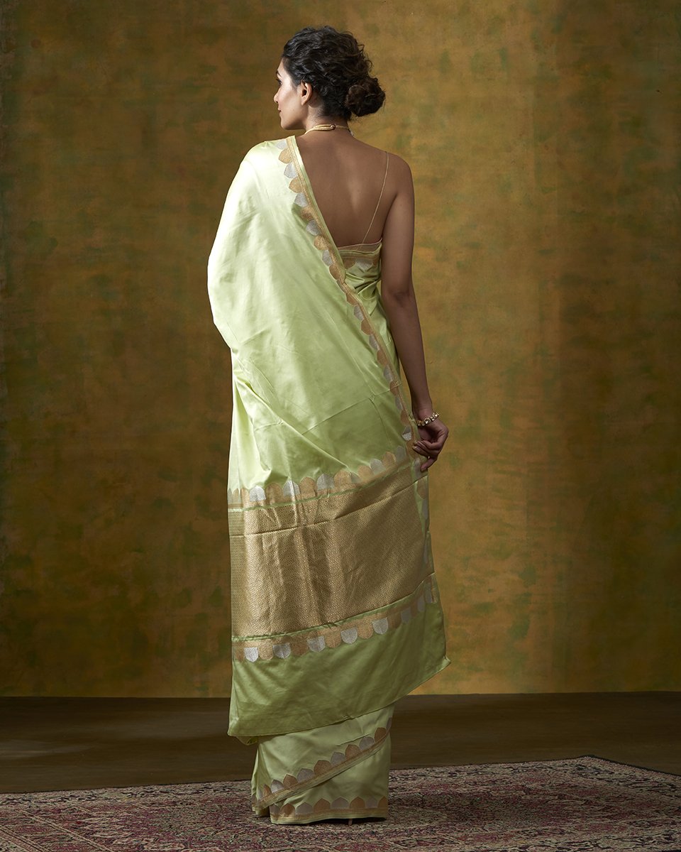 Light_Green_Handloom_Plain_Satin_Banarasi_Saree_with_Zari_Border_WeaverStory_03