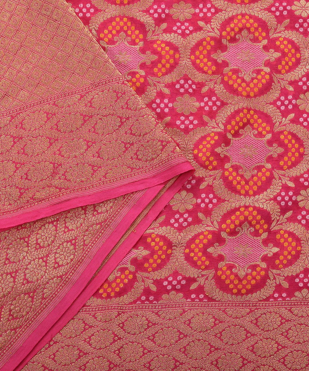 Pink_Pure_Georgette_Banarasi_Bandhej_Dupatta_WeaverStory_05