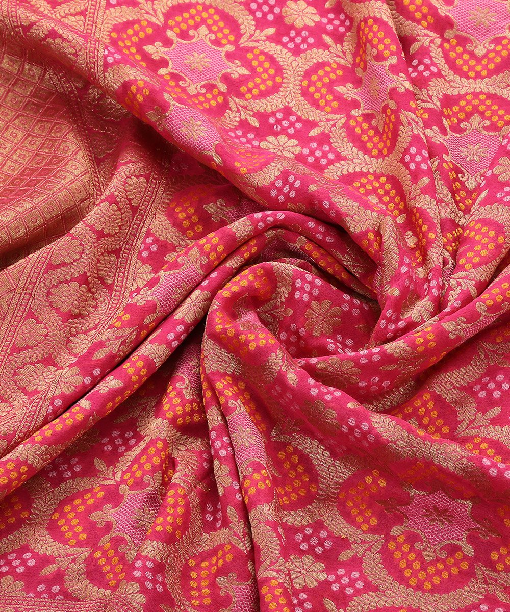 Pink_Pure_Georgette_Banarasi_Bandhej_Dupatta_WeaverStory_06
