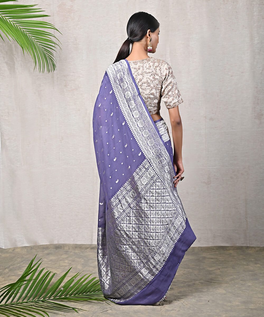 Light_Purple_Handloom_Banarasi_Georgette_Saree_with_Silver_Zari_Work_WeaverStory_03