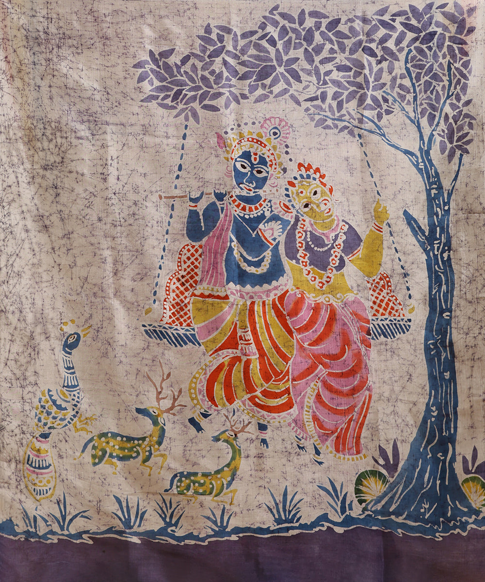 Handloom_Offwhite_and_Light_Purple_Hand_Batik_Mulberry_Silk_Saree_WeaverStory_05