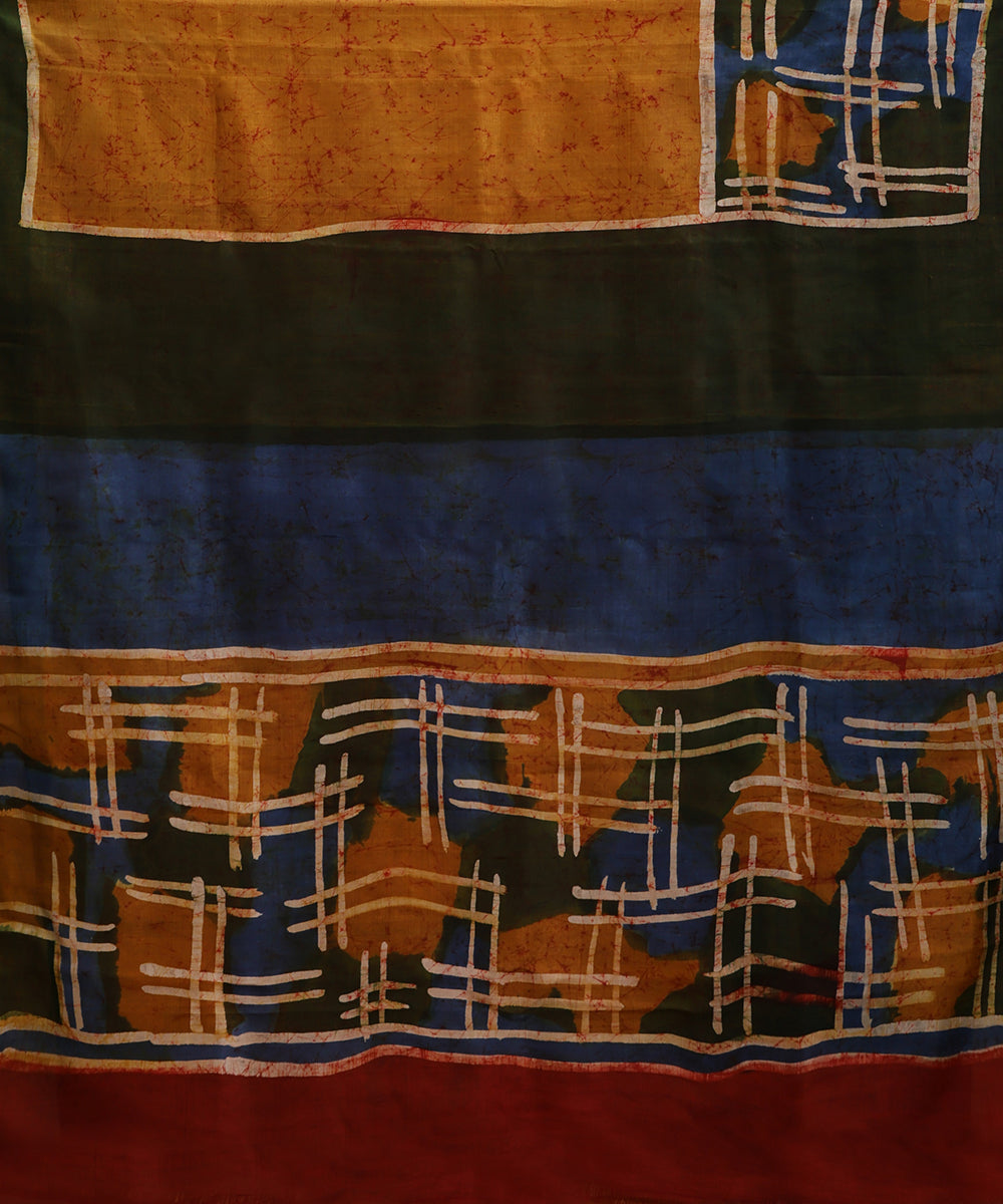 Handloom_Mustard_and_Blue_Maroon_Hand_Batik_Mulberry_Silk_Saree_WeaverStory_05