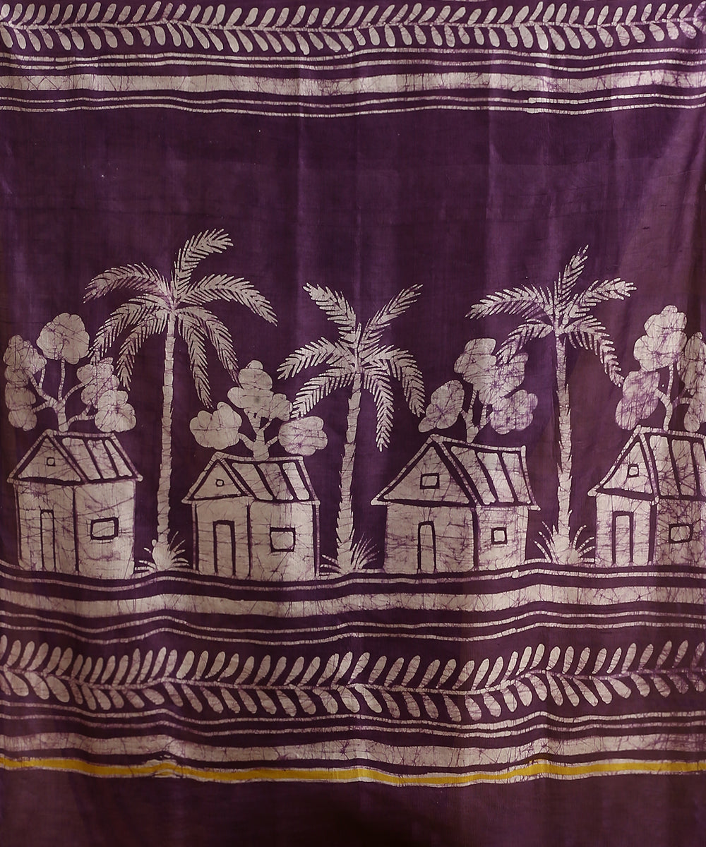 Purple_Handloom_Pure_Mulberry_Silk_Hand_Batik_Saree_With_Motifs_And_Mustard_Selvedge_WeaverStory_05