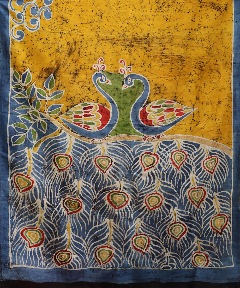 Handloom_Mustard_and_Rani_Pink_Hand_Batik_Mulberry_Silk_Saree_WeaverStory_05