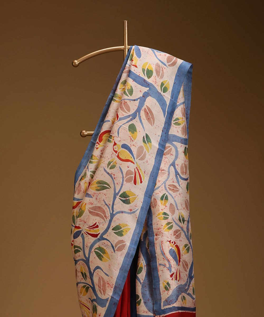 Handloom_Light_Peach_Hand_Batik_Mulberry_Silk_Saree_WeaverStory_02