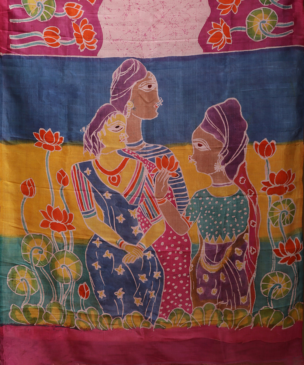 Handloom_Fuchsia_Pink_Hand_Batik_Mulberry_Silk_With_Lotus_Motifs_WeaverStory_05
