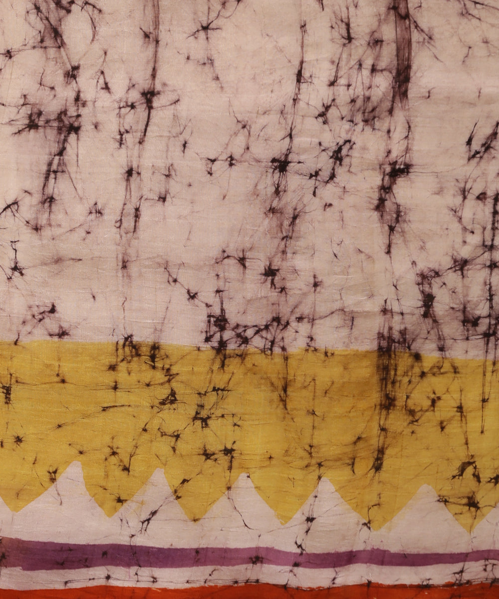 Handloom_Dark_Brown_and_Mustard_Hand_Batik_Mulberry_Silk_With_Butterfly_Motifs_WeaverStory_06