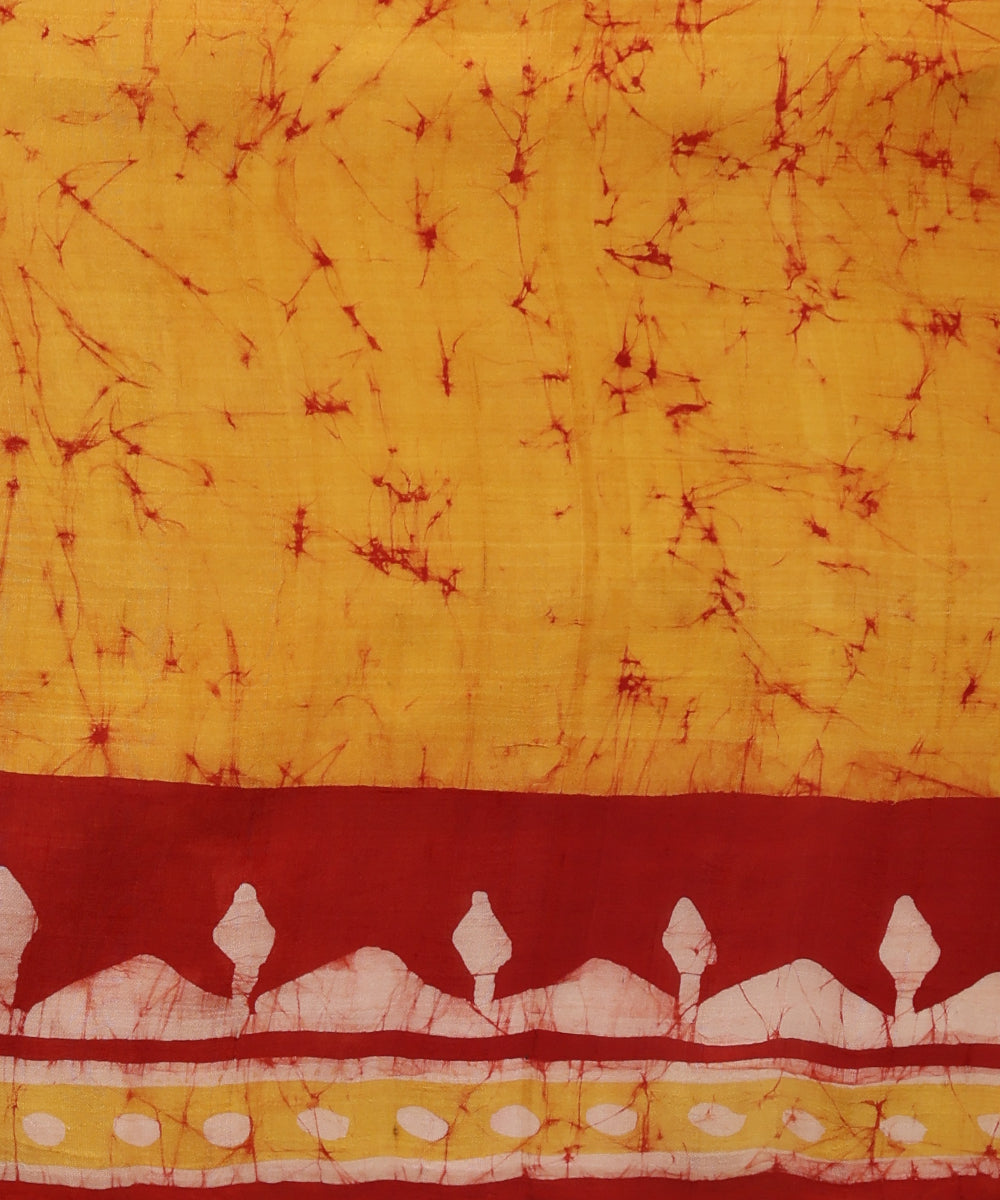 Handloom_Red_and_Yellow_Hand_Batik_Mulberry_Silk_Saree_with_Butterfly_Motifs_WeaverStory_06