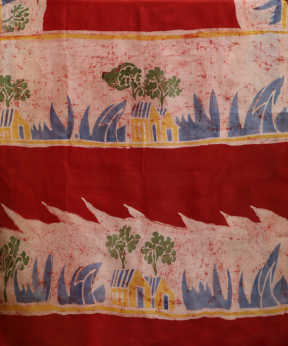 Handloom_Red_Hand_Batik_Mulberry_Silk_Saree_with_Border_WeaverStory_05