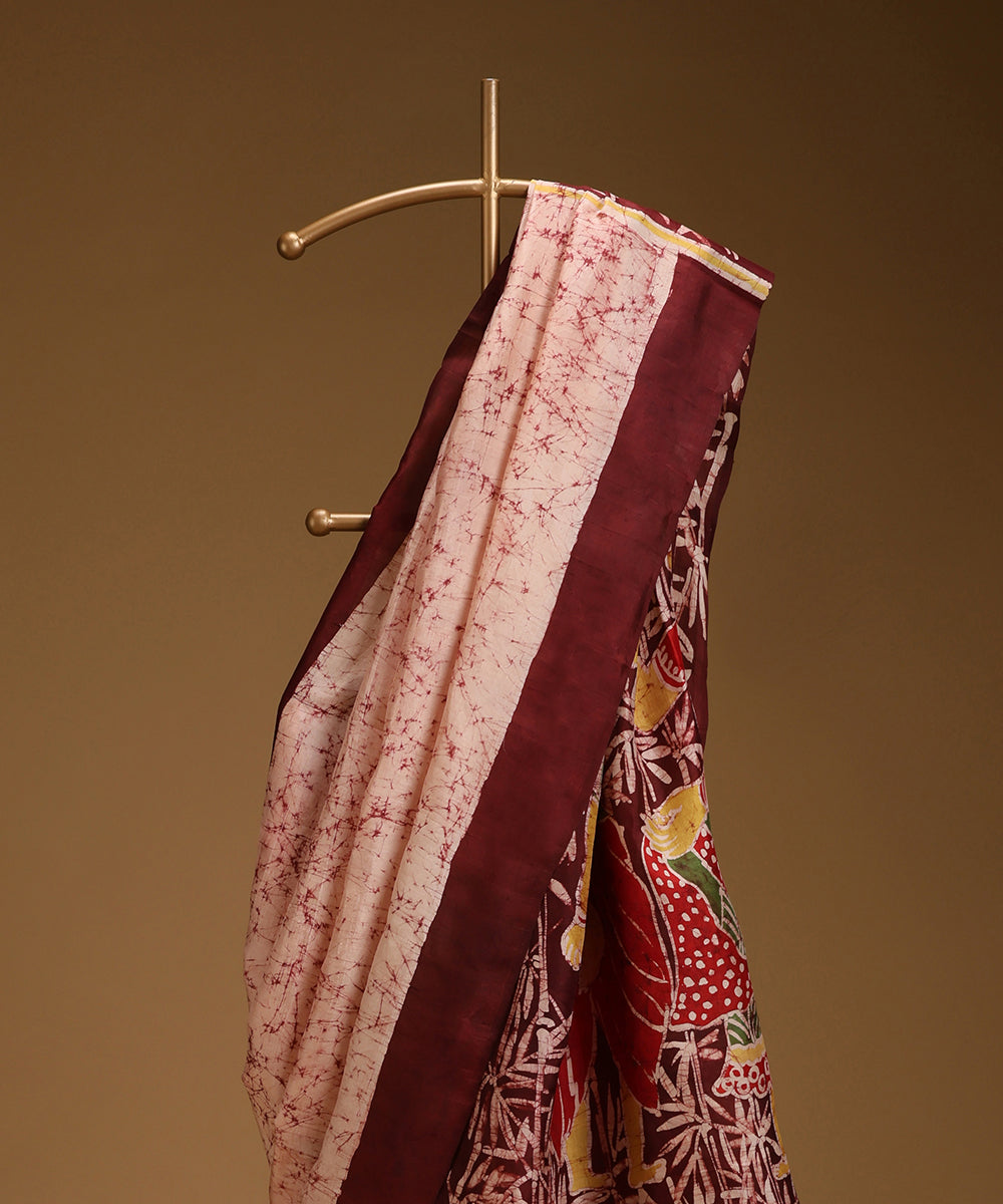 Handloom_Light_Peach_and_Maroon_Hand_Batik_Mulberry_Silk_Saree_WeaverStory_02
