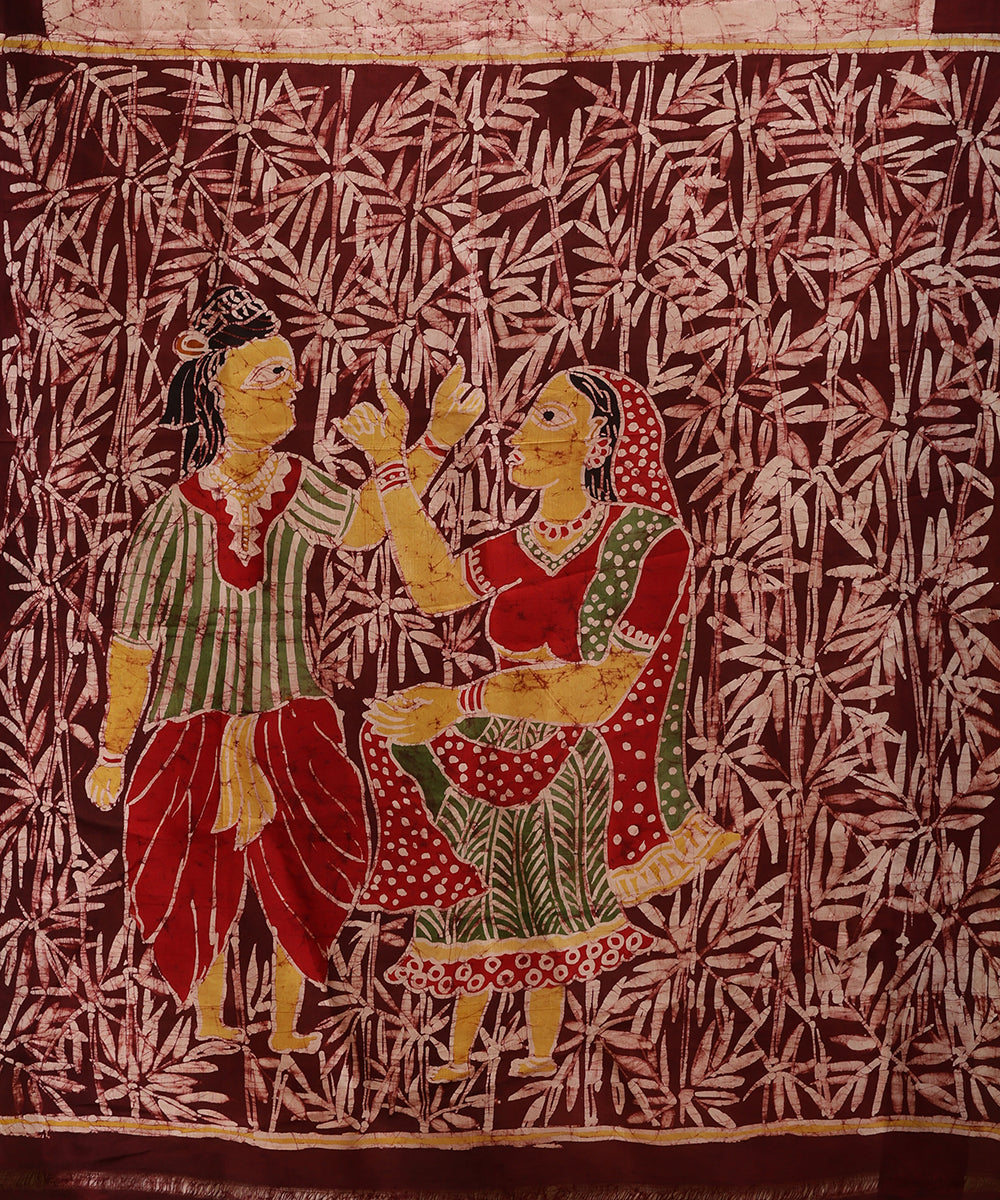 Handloom_Light_Peach_and_Maroon_Hand_Batik_Mulberry_Silk_Saree_WeaverStory_05