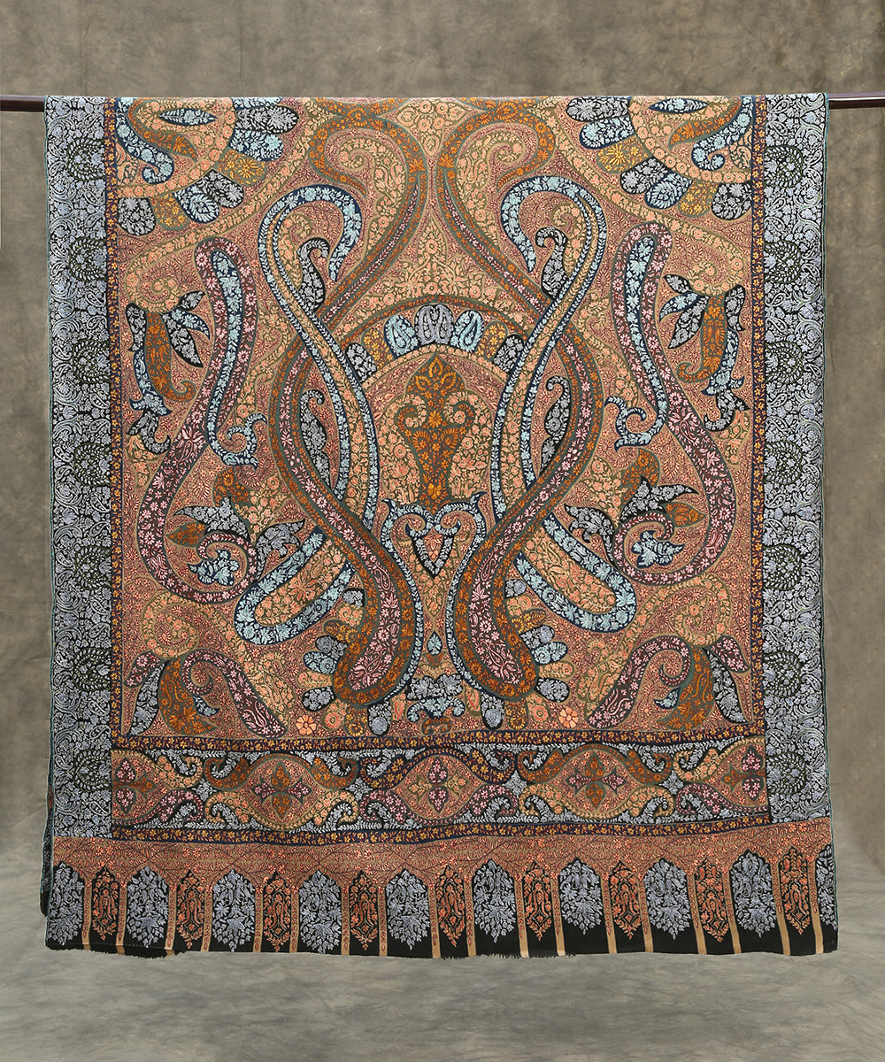 Handwoven_Brown_Pure_Pashmina_Shawl_With_Kalamkari_WeaverStory_02