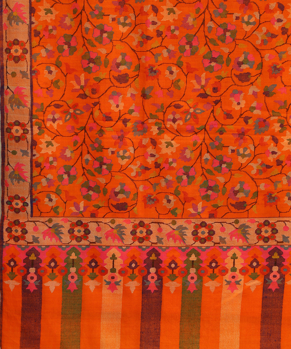 Handwoven_Orange_Pure_Pashmina_Shawl_With_Kani_Full_Jaal_WeaverStory_02